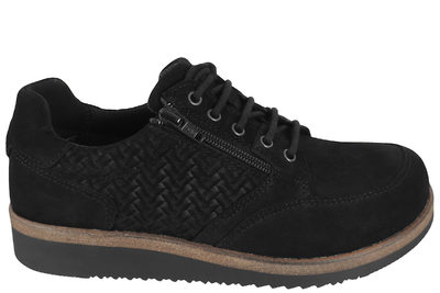 salg af NEW FEET SKO I SORT RUSKIND MED FLET-LOOK