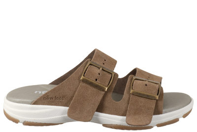 salg af NEW FEET SLENTERS I SANDFARVET RUSKIND
