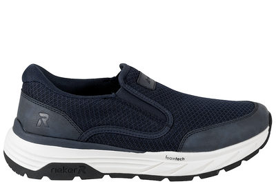 salg af RIEKER HYTTESKO I MØRKEBLÅT TEKSTIL OG PU