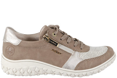 salg af RIEKER SKO I BEIGE PU MED BLOMSTER