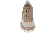 RIEKER SKO I BEIGE PU MED BLOMSTER