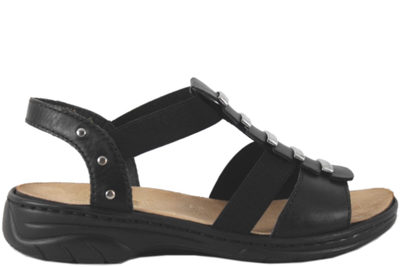 salg af RIEKER SORT SANDAL I GLAT SKIND