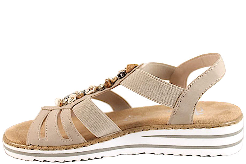 instinkt Frø Alice Køb RIEKER SANDAL I BEIGE PU MED KONKYLIER Her - Salg af Lette sandaler