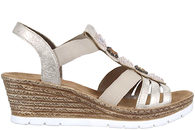 salg af RIEKER SANDAL I BEIGE TEKSTIL PÅ KILEHÆL