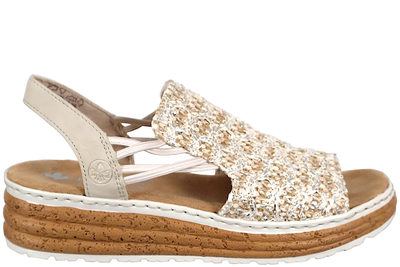 salg af RIEKER SANDAL I BEIGE PU PÅ KILEHÆL