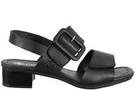 salg af RIEKER SANDAL PÅ HÆL I SORT GLAT SKIND