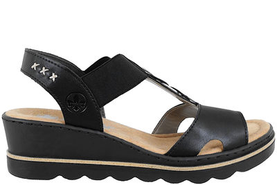 salg af RIEKER SANDAL I SORT PU MED PLATEAUSÅL