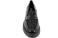 RIEKER CHUNKY LOAFERS I SORT PU MED LAK LOOK