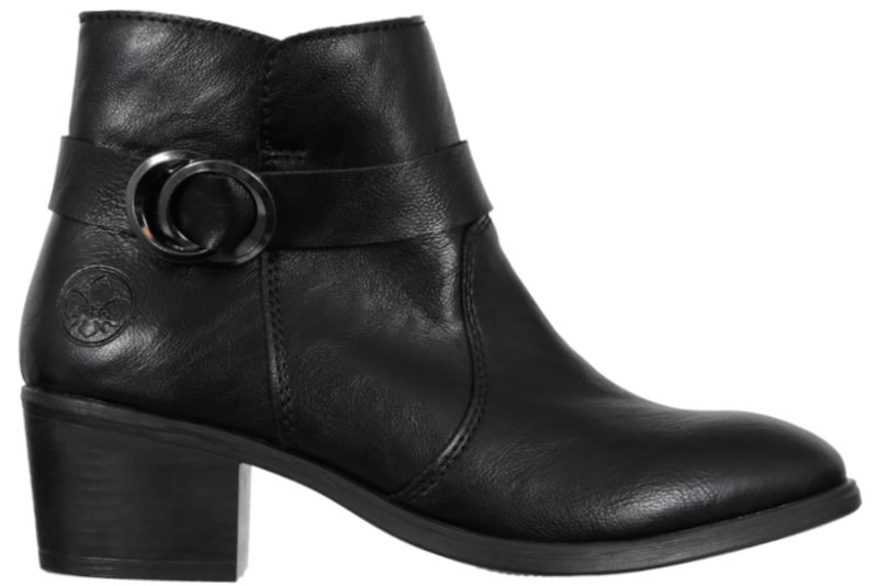 salg af RIEKER ANKELSTØVLE I SORT GLATSKIND