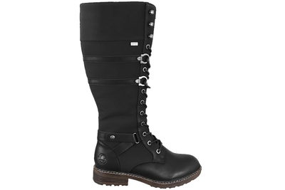 salg af RIEKER LANG VINTERSTØVLE I SORT PU