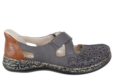 salg af RIEKER DAMESKO I MØRKEGRÅ GLAT SKIND