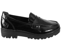 salg af RIEKER LOAFERS I SORT PU MED LAK LOOK