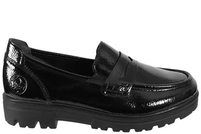 salg af RIEKER LOAFERS I SORT PU MED LAK LOOK