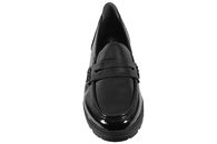RIEKER LOAFERS I SORT PU MED LAK LOOK