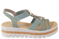 salg af RIEKER SANDAL I GRØNT PU MED KONKYLIER