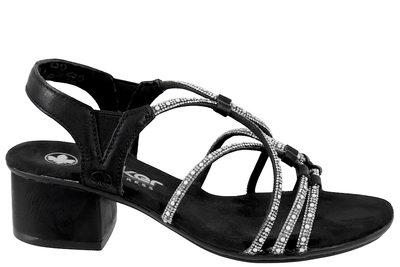 salg af RIEKER SANDAL PÅ HÆL I SORT PU