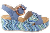 salg af RIEKER SANDAL PÅ KILEHÆL I BLÅ TEKSTIL OG PU