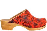 salg af SANITA MIA OPEN PRINTED FLOWER TRÆSKO I ORANGE SKIND
