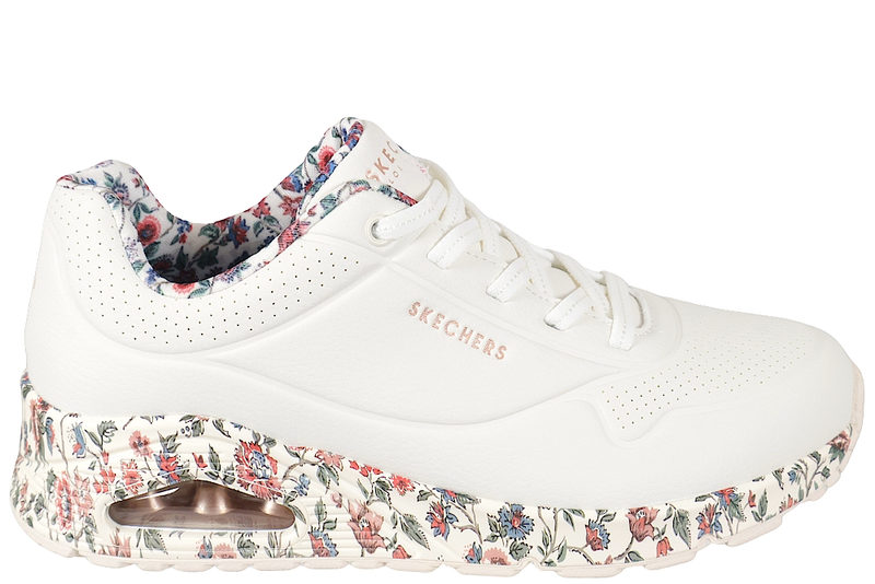 salg af SKECHERS UNO SAFARI TIME FLOWER WHITE SNEAKER