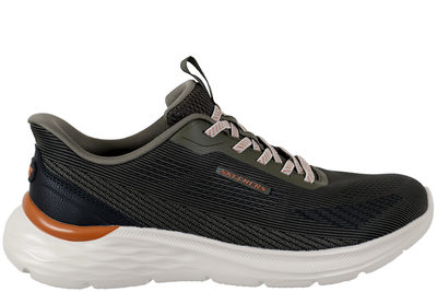 salg af SKECHERS - GARNER ELLIS SNEAKERS I OLIVENGRØNT TEKSTIL SLIP-INS