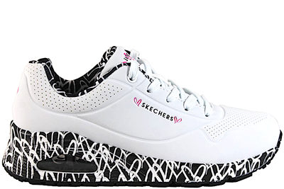 salg af SKECHERS UNO - LOVING LOVE SNEAKERS I HVIDT PU