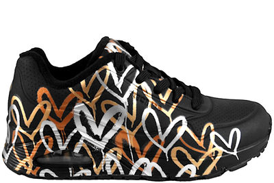 salg af SKECHERS UNO - METALLIC LOVE BLACK SNEAKERS