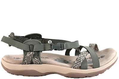 salg af SKECHERS - STAYCATION SANDAL I GRØNT TEKSTIL OG PU