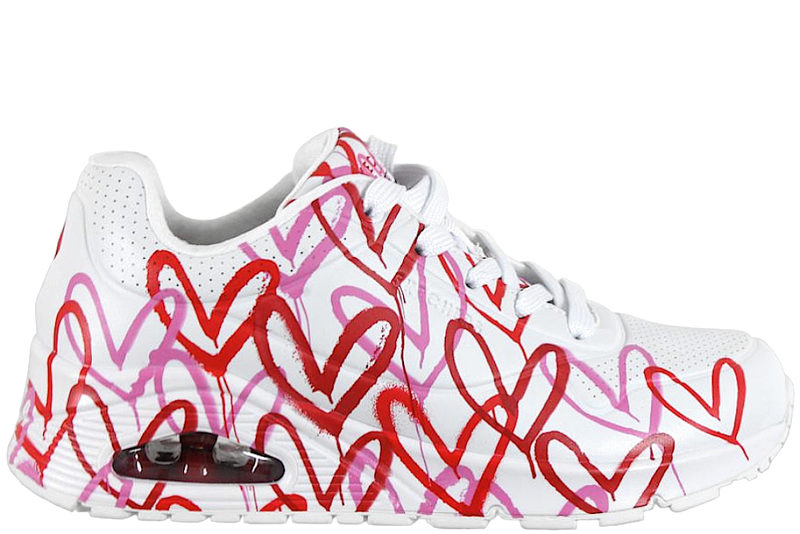 Kob SKECHERS UNO SPREAD THE LOVE MED RODE HJERTER Her Salg af Dame sneakers