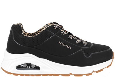 salg af SKECHERS UNO LEOPARD CHIC BLACK SNEAKER