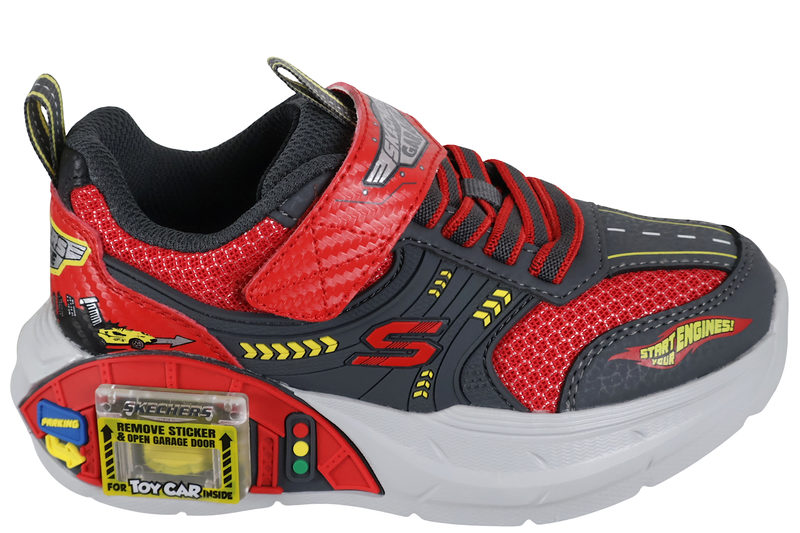 salg af SKECHERS GARAGE SNEAKERS I RØDT OG GRÅT TEKSTIL MED BIL
