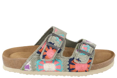 salg af SKVULP SLENTERS I BEIGE TEKSTIL MED STRIK LOOK