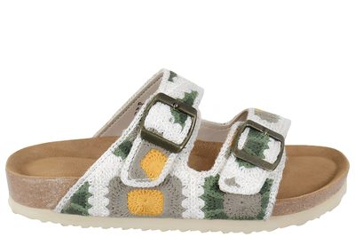 salg af SKVULP SLENTERS I KHAKI TEKSTIL MED STRIK LOOK
