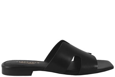 salg af STOCKHOLM DESIGN GROUP SORT SLIPPERS I GLAT SKIND