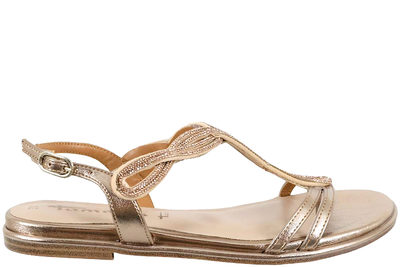 salg af TAMARIS SANDAL I GULD TEKSTIL MED SMÅ STEN