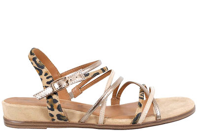 salg af TAMARIS SANDAL I BEIGE TEKSTIL MED LEOPARDPRINT