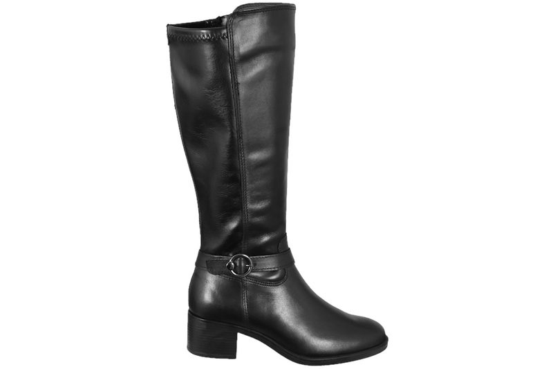 salg af TAMARIS LANG STØVLE I SORT GLAT SKIND OG PU