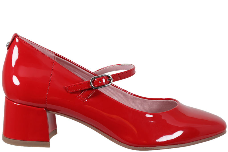 salg af TAMARIS PUMPS I RØDT SYNTET MED LAK LOOK