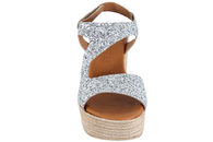 TIM OG SIMONSEN MASHA GLITTER PLATA SANDAL MED SØLVGLITTER