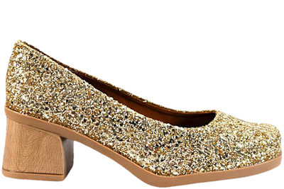 salg af TIM & SIMONSEN FLORENCE PUMP GLITTER ORO GOLD PUMPS