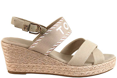 salg af TOMMY HILFIGER SEASONAL WEBBING SANDAL I BEIGE TEKSTIL