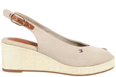 salg af TOMMY HILFIGER - FLAG MID WEDGE ESPAD SLINGBACK BEIGE