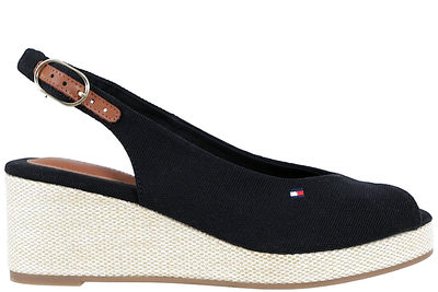salg af TOMMY HILFIGER - FLAG MID WEDGE ESPAD SLINGBACK BLACK