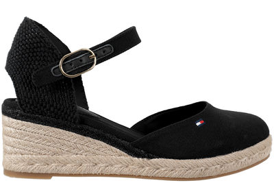 salg af TOMMY HILFIGER - MID WEDGE ESPAD CLOSED TOE BLACK SANDAL