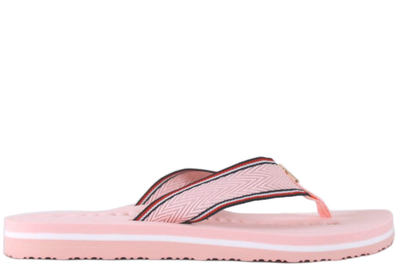 Køb TOMMY HILFIGER FLAT BEACH SANDAL LYSERØD Her - Salg af Slippers dame