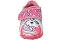 UNICORN MAGIC HJEMMESKO I LYSERØDT TEKSTIL MED ENHJØRNING