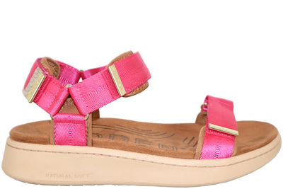 salg af WODEN LINE SANDAL I LYSERØDT TEKSTIL