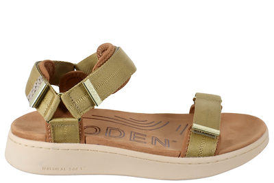 salg af WODEN LINE KHAKI SANDAL I GRØNT TEKSTIL