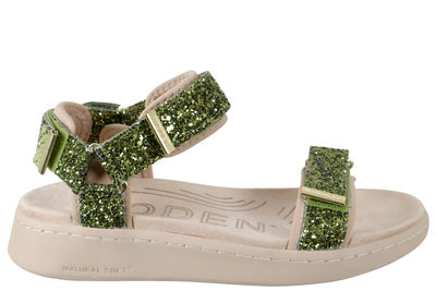 salg af WODEN LINE GLITTER SANDAL I GRØNT TEKSTIL