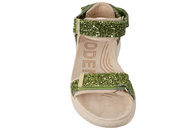 WODEN LINE GLITTER SANDAL I GRØNT TEKSTIL